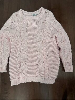 Princess Polly Pale Pink Cable Knit Crew Sweater